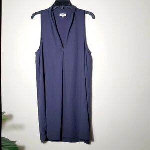 Wilfred dress, gray, draped collar v neck, mini dress, flowy, womens size Medium